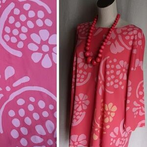 VTG Marimekko "Hedelmakori" Abstract Floral Print 3/4 Sleeve T-shirt Cotton Top